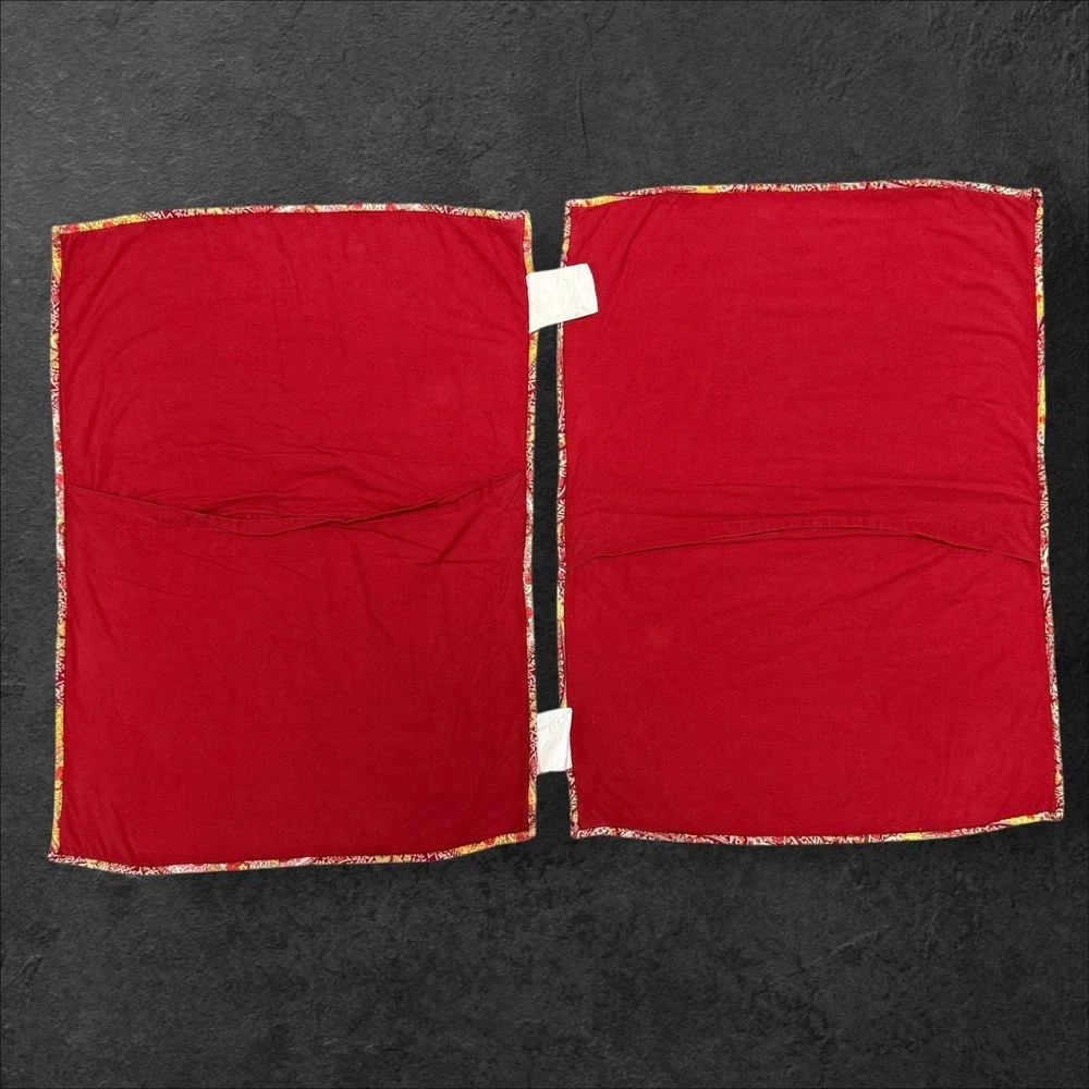 2 Pottery Barn Patchwork Quilted Pillow Shams‎ Set Red Floral Paisley Standart